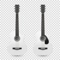 Vector 3d Realistic Classic Old Retro Acoustic White Wooden Guitar Icon Set Closeup Isolated on Transparent Background Royalty Free Stock Photo