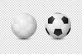 Vector 3d Realistic Classic White and Black Blank Soccer Ball or Football Ball Icon Set Closeup Isolated on Transparent Royalty Free Stock Photo