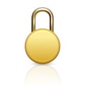 Vector 3d Realistic Closed Circle Metal Golden Padlock Icon Closeup Isolated on White Background. Design Template of Royalty Free Stock Photo