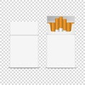 Vector 3d Realistic Closed Clear Blank Empty and with Cigarettes Pack Box Icon Set Closeup Isolated on Transparent