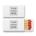 Vector 3d realistic closed and opened blank box of matches icon set, closeup isolated on white background, top View Royalty Free Stock Photo