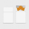 Vector 3d Realistic Closed and Opened Clear Blank Empty with Cigarettes Pack Box Icon Set Closeup Isolated on