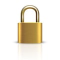 Vector 3d Realistic ClosedMetal Golden Padlock Icon Closeup Isolated on White Background. Design Template of Gold Lock