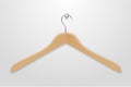 Vector 3d Realistic Clothes Coat Wooden Textured Hanger Icon Closeup Isolated on Transparent Background. Design Template Royalty Free Stock Photo