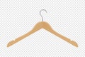 Vector 3d Realistic Clothes Coat Wooden Textured Hanger Icon Closeup Isolated on Transparent Background. Design Template Royalty Free Stock Photo