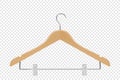 Vector 3d Realistic Clothes Coat Wooden Textured Hanger Icon Closeup Isolated on Transparent Background. Design Template Royalty Free Stock Photo