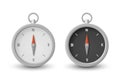 Vector 3d Realistic Compass Icon Set. Minimalistic Compass Illustration with Black and White Dial. Navigation Compass Clipart Royalty Free Stock Photo