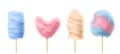 Vector 3d realistic cotton candy on sticks