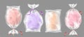 Vector 3d realistic cotton candy in packages