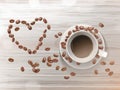 Vector 3d realistic cup of coffee, beans Royalty Free Stock Photo