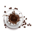 Vector 3d realistic cup of coffee with splashing Royalty Free Stock Photo