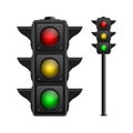 Vector 3d Realistic Detailed Road Traffic Light Icon Set Isolated. Safety Rules Concept, Design Templete. Stoplight