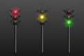 Vector 3d Realistic Detailed Road Turned on Traffic Light Icon Set Isolated. Safety Rules Concept, Design Templete Royalty Free Stock Photo