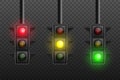 Vector 3d Realistic Detailed Road Turned on Traffic Light Icon Set Isolated. Safety Rules Concept, Design Templete Royalty Free Stock Photo