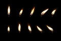 Vector 3d realistic different flame of a candle or match icon set closeup isolated on dark background. Design template