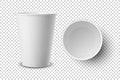 Vector 3d Realistic Disposable Opened Empty Paper, Plastic Coffee, Tea Cup for Drinks Icon Set Closeup Isolated on Royalty Free Stock Photo