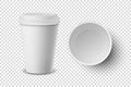 Vector 3d Realistic Disposable Opened Paper, Plastic Coffee Cup for Drinks Icon Set Closeup Isolated on Transparent Royalty Free Stock Photo