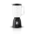 Vector 3d Realistic Electric Black Juicer Blender Appliance with Glass Container Icon Closeup Isolated on White