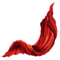 Vector 3d realistic flying, flowing red fabric Royalty Free Stock Photo