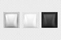 Vector 3d Realistic Foil, White, Black Square Blank Packaging Icon Set Closeup Isolated. Coffee, Tea, Salt, Sugar Royalty Free Stock Photo