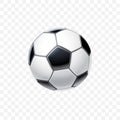 Vector 3d realistic football ball in black and white for soccer isolated on transparent background. Equipment and