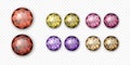 Vector 3d Realistic Gemstone, Crystal, Rhinestones Icon Set Closeup Isolated. Jewerly Concept. Design Template, Clipart