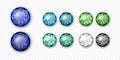 Vector 3d Realistic Gemstone, Crystal, Rhinestones Icon Set Closeup Isolated. Jewerly Concept. Design Template, Clipart