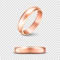 Vector 3d Realistic Gold Metal Wedding Ring Icon Set Closeup Isolated on Transparent Background. Design Template of Royalty Free Stock Photo