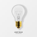 Vector 3d Realistic Golden Off Light Bulb Icon Closeup Isolated on White Background. Design Template, Clipart. Glowing Royalty Free Stock Photo