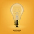 Vector 3d Realistic Golden Off Light Bulb Icon Closeup on Yellow Background. Design Template, Clipart. Glowing Royalty Free Stock Photo