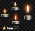 Vector 3d realistic grey metallic colored candle frame types set