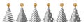 Vector 3d Realistic Grey and White Birthday Party Hat Icon Set Isolated on White Background. Party Cap Design Template Royalty Free Stock Photo