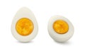 Vector 3d Realistic Halved Chicken Egg Set. Peeled Boiled Chicken Egg, Hard-Boiled Chicken Egg With Yolk Closeup