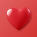 Vector 3d Realistic Heart Shape Closeup Isolated. Romantic Red Glossy Heart Shape Set for Valentine's Day. Template