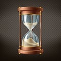 Vector 3d realistic hourglass with running sand