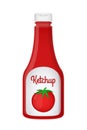 Vector 3d realistic ketchup bottle. Red tomato sauce, transparent glass Royalty Free Stock Photo
