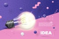 Vector light bulb idea banner on abstract scene Royalty Free Stock Photo