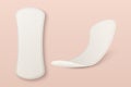 Vector 3d Realistic Menstrual Hygiene Products - Sanitary Daily Thin Pad Icon Set Closeup Isolated. Feminine Hygiene