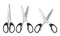 Vector 3d Realistic Metal Closed and Opened Stationery Scissors with Plastic Handles Icon Set Closeup Isolated on White