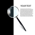 Vector 3d Realistic metal Magnifying Glass, Magnifying Glass icon in Close-up, highlighted on a black and white Royalty Free Stock Photo