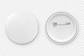 Vector 3d Realistic Metal or Plastic Blank Button Badge Icon Set Closeup Isolated on Transparent Background. Top and Royalty Free Stock Photo