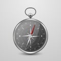 Vector 3d Realistic Metal Silver, Chrome, Steel Antique Old Vintage Compass with Windrose Icon Closeup Isolated on White Royalty Free Stock Photo