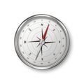 Vector 3d Realistic Metal Steel or Silver Antique Old Vintage Compass with Windrose Icon Closeup Isolated on White Royalty Free Stock Photo