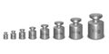 Vector 3d Realistic Metal Steel Silver Calibration Laboratory Weight Different Sizes Icon Set Closeup Isolated on White