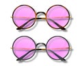 Vector 3d Realistic Modern Unisex Frame Glasses with Pink Glass. Leopard, Black Color Frame. Pink Transparent Sunglasses Royalty Free Stock Photo