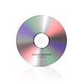 Vector 3d Realistic Multicolor Blank CD, DVD Closeup Isolated on White Background with Reflection. Design Template for