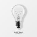 Vector 3d Realistic Off Light Bulb Icon Closeup Isolated on White Background. Design Template, Clipart. Glowing Royalty Free Stock Photo