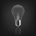 Vector 3d Realistic Off Light Bulb Icon Closeup Isolated on White Background with Reflection. Glowing Incandescent