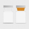 Vector 3d Realistic Opened Clear Blank Cigarette Pack Box Icon Set Closeup Isolated on Transparent Background. Design Royalty Free Stock Photo