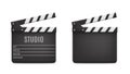 Vector 3d Realistic Opened Movie Film Clap Board Icon Set Closeup Isolated on Transparent Background. Design Template of Royalty Free Stock Photo